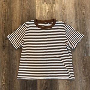 Aritzia Interlock cotton Function t-shirt with brown stripes